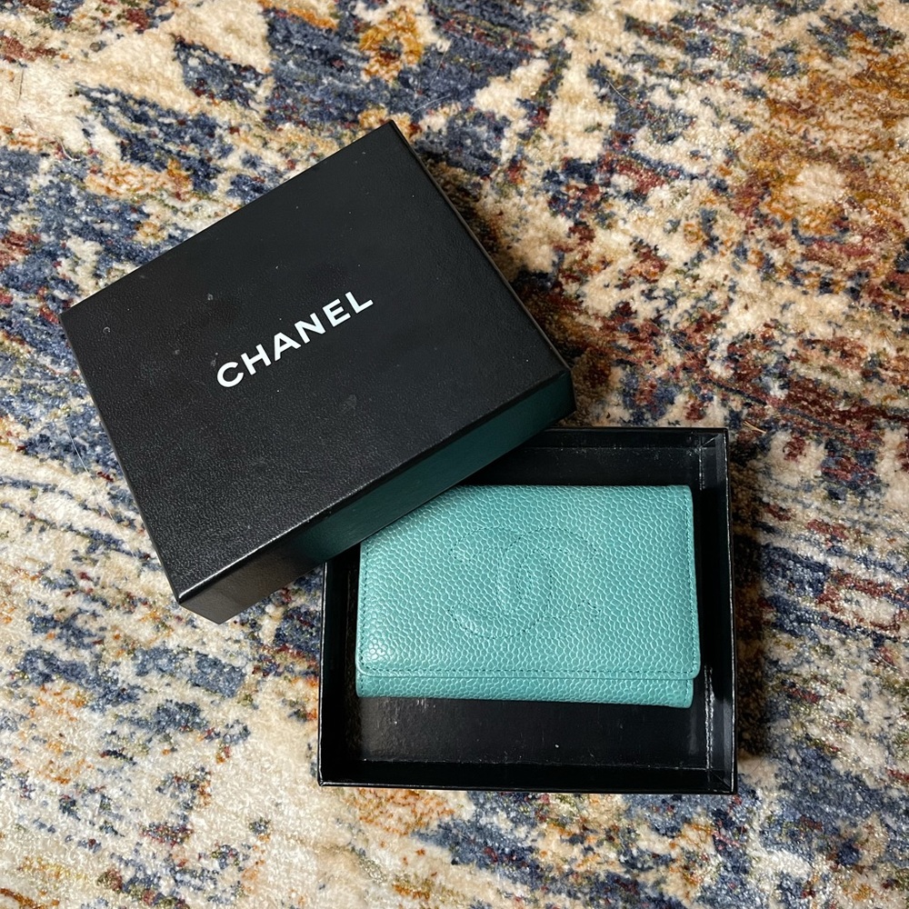 Chanel keychain and card holder fold over wallet